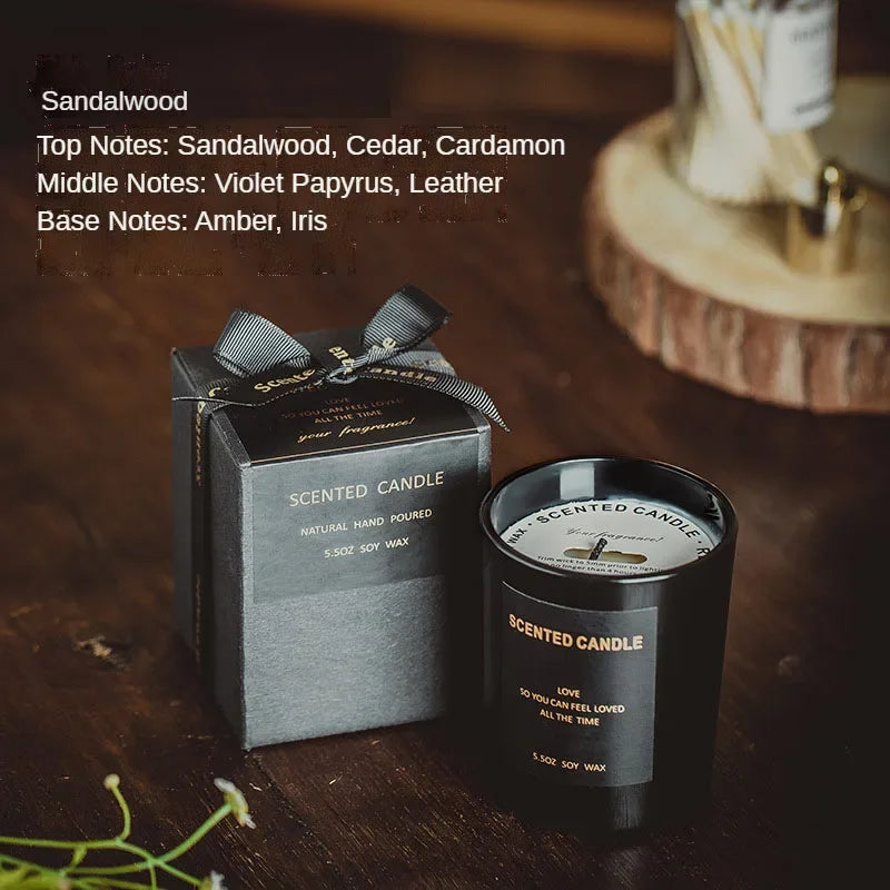 Sandalwood Scented Black Candles