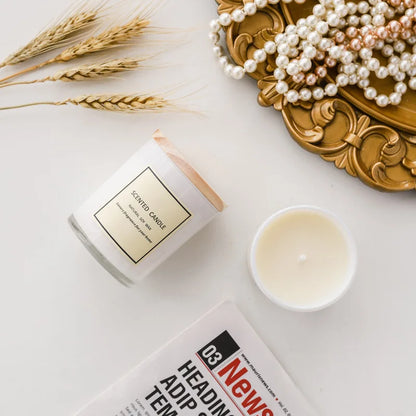White Glass Scented Candle with Lid