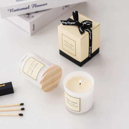 White Glass Scented Candle with Lid