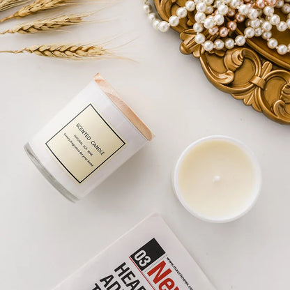 White Glass Scented Candle with Lid